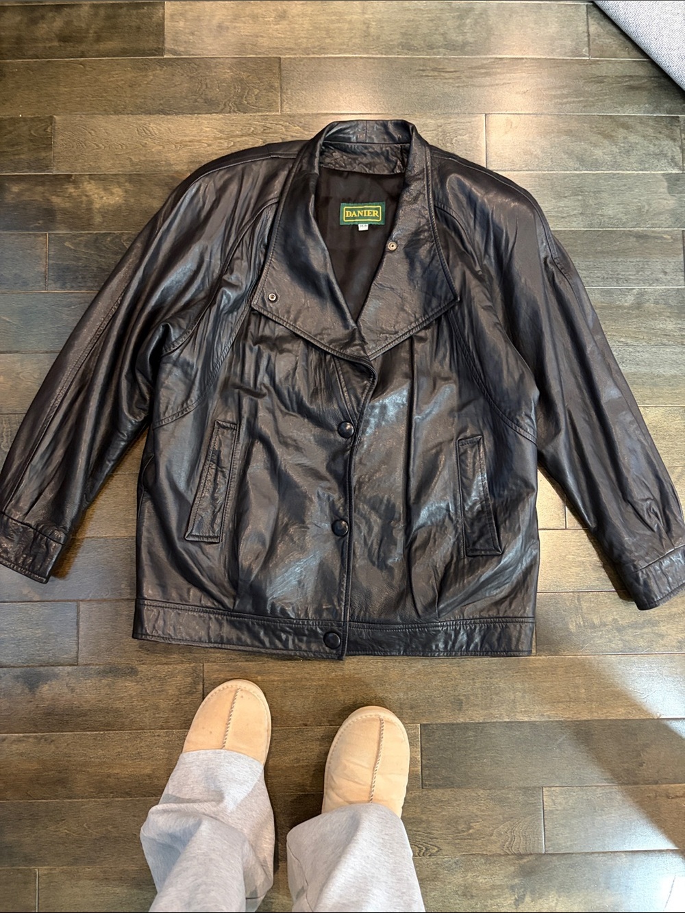 Danier Black Leather Bomber Jacket
